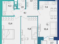 3-к. квартира, 57,7 м², 7/16 эт.