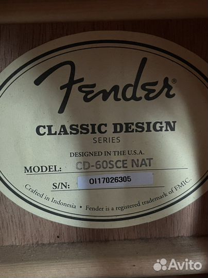 Электроакустическая гитара fender CD - 60SCE