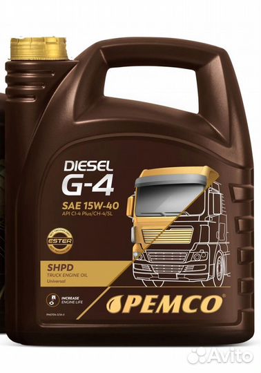Масло Моторное pemco diesel G-4 15W40 shpd, 5л