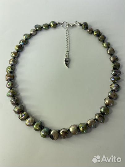 Цветные бусы из натурального жемчуга 45 см