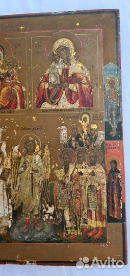 Старинная Икона. Трехчастник. 35х26.Сусалка