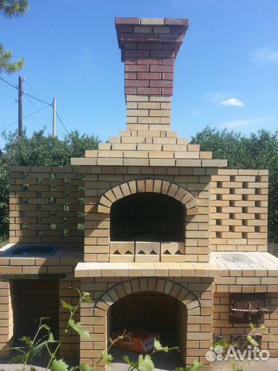 Каминная печь барбекю мангальная зона
