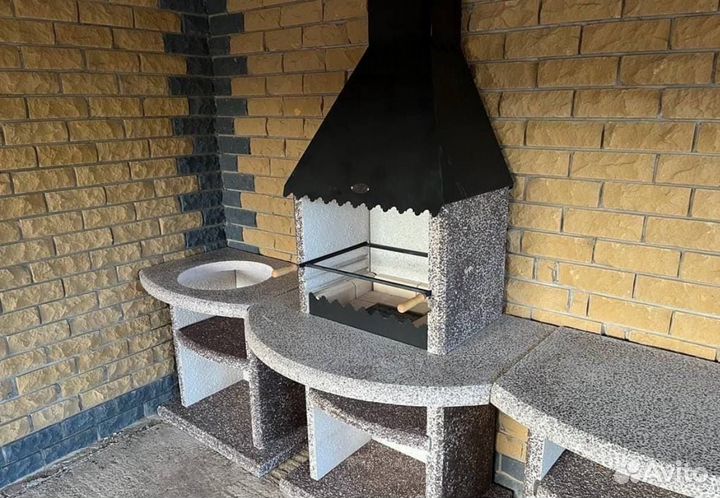 Мангальная зона, камин-барбекю, гриль комплекс, пе