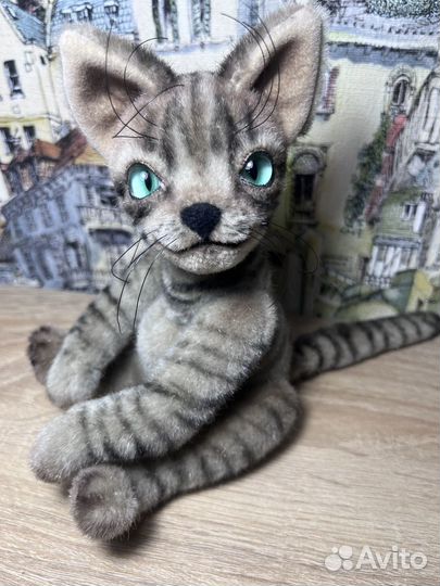 Новогодняя мягкая игрушка ручной работы Кот тедди