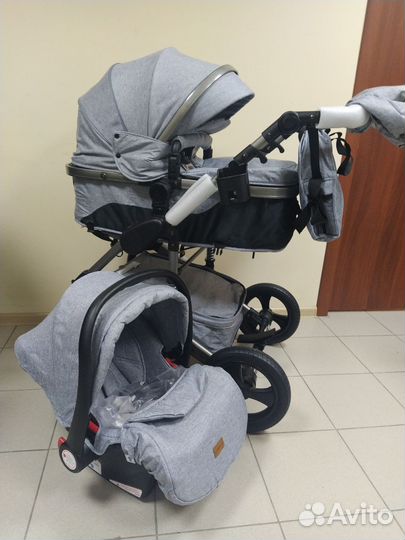 Новая коляска Luxmom 555 3в1,2в1(серый) обновлён