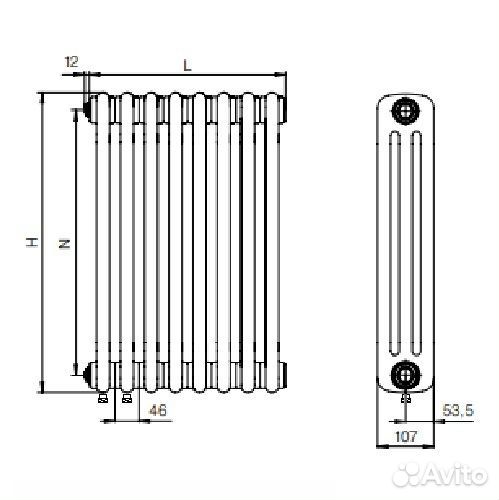 Радиатор Rifar Tubog 3057/24 Ventil нижний белый