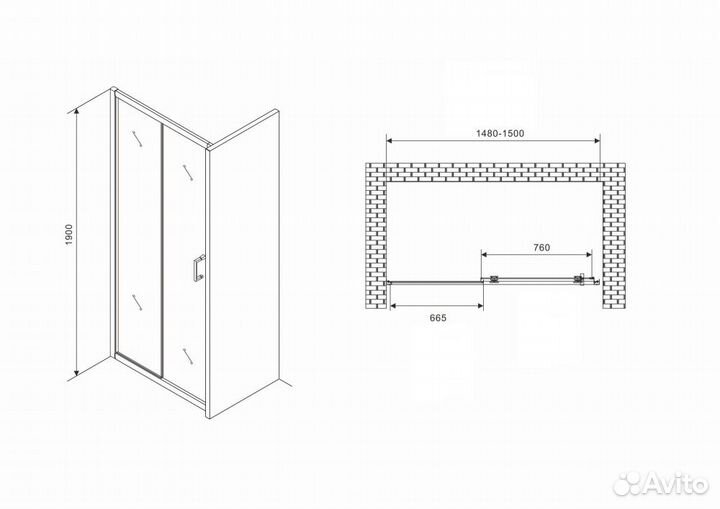 Душевое ограждение Abber Schwarzer Diamant AG301505