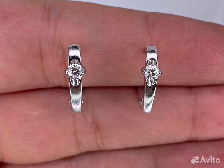 Золотые серьги с бриллиантами 0.36 ct. 3/3A