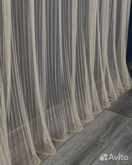 Плиссе тюль цвет бежевый