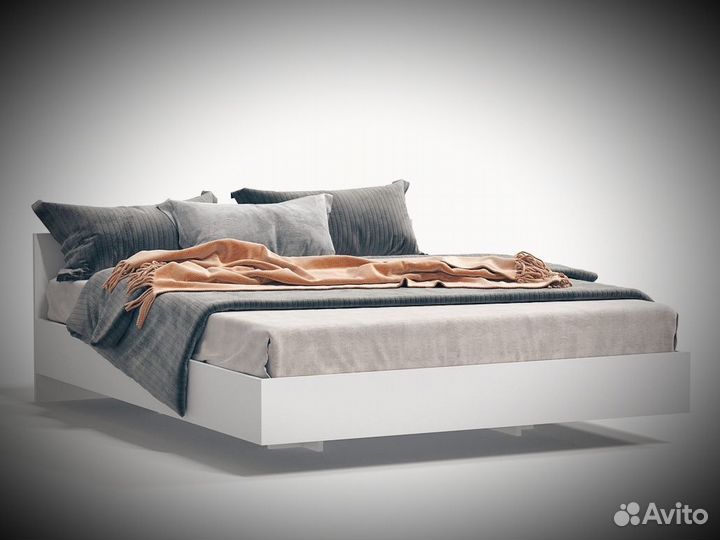 Парящая кровать белая