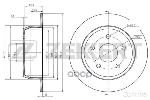 Диск торм. зад. Jeep Cherokee II 84- Grand Che