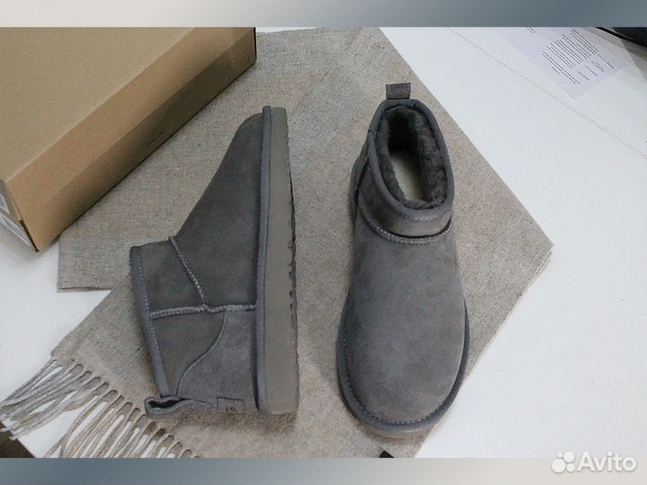 Угги original mini ultra Серого цвета для женщин