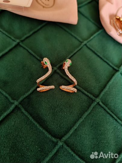 Символ нового года Серьги змейки, кольцо