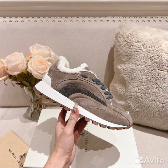 Кроссовки Brunello Cucinelli замша и мех