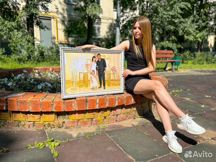 Портрет по фото, картина в подарок на холсте