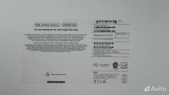 Macbook air 15 2024 m3 новый