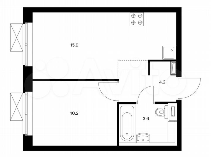 1-к. квартира, 33,9 м², 23/24 эт.