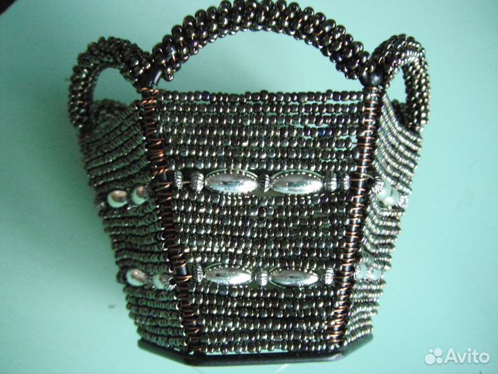 Подсвечники ажурные СССР (металл + черный бисер)