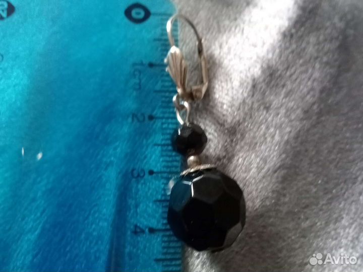 Серьги чёрный агат