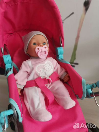 Коляска для куклы, пупс, детский рюкзачок