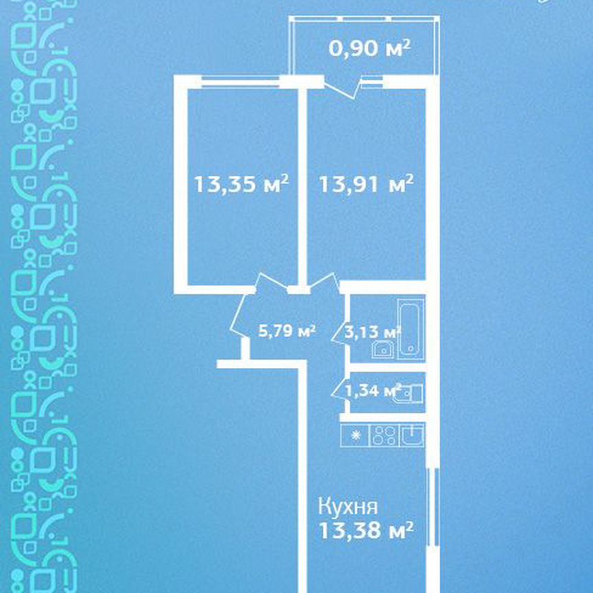 2-к. квартира, 51,8 м², 2/9 эт.