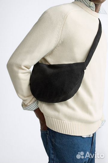 Вельветовая черная сумка Zara