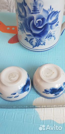 Кувшин чайник гжель с пиалами