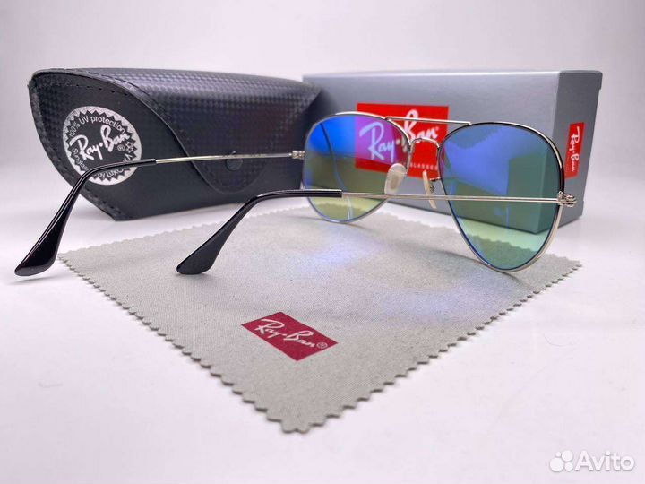 Очки Ray Ban Aviator Лазурное Silver Стекло