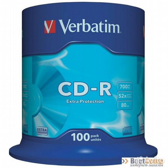 Оптический диск CD-R 700Mb Verbatim 52X Cake Box
