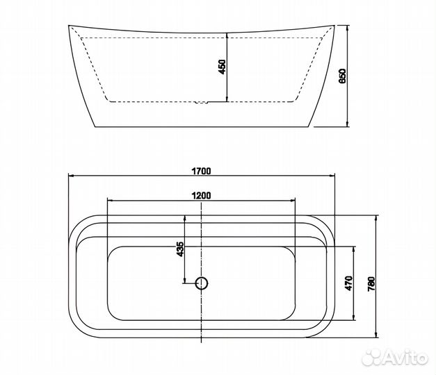 Ванна акрил 170х78 Aquatek Амадео AQ-197778 прямо