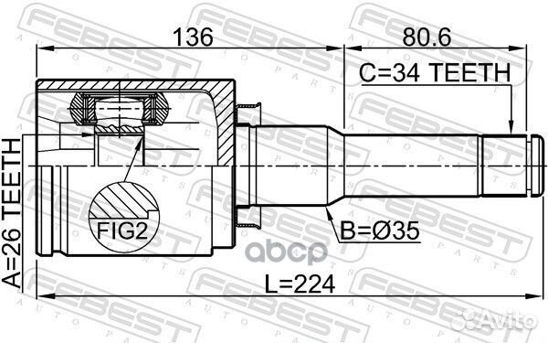 ШРУС внутренний лев 1811A16LH Febest