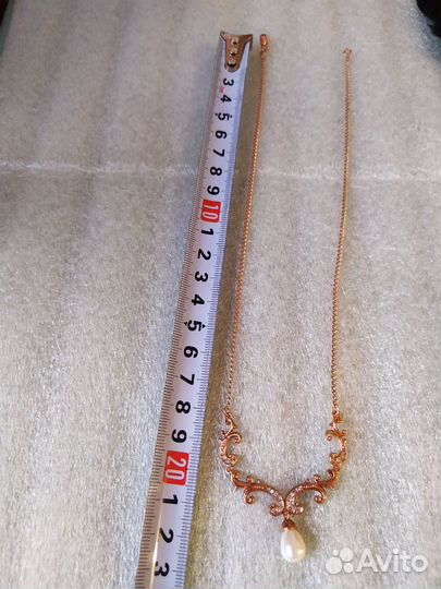 Колье, серьги, кольцо- позолота