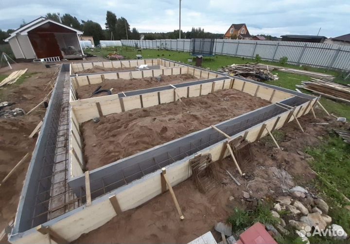 Фундамент Отмостка Армопояс Бетонные работы