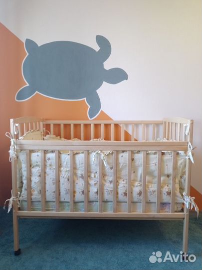 Детская кроватка + матрас + бортики+одеяло+подушка