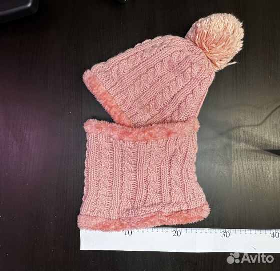 Шапка+снуд цельная модель для девочки