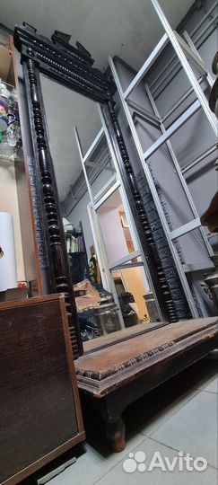 Большое салонное зеркало. Антикварное старинное