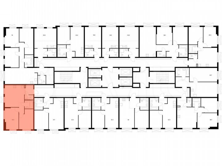 2-к. квартира, 51,5 м², 23/25 эт.