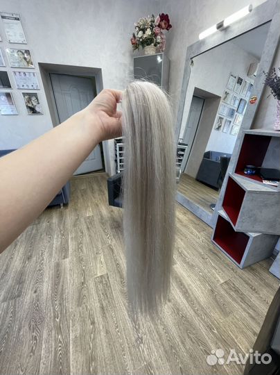 Хвост из натуральных волос,окрашенный в блонд