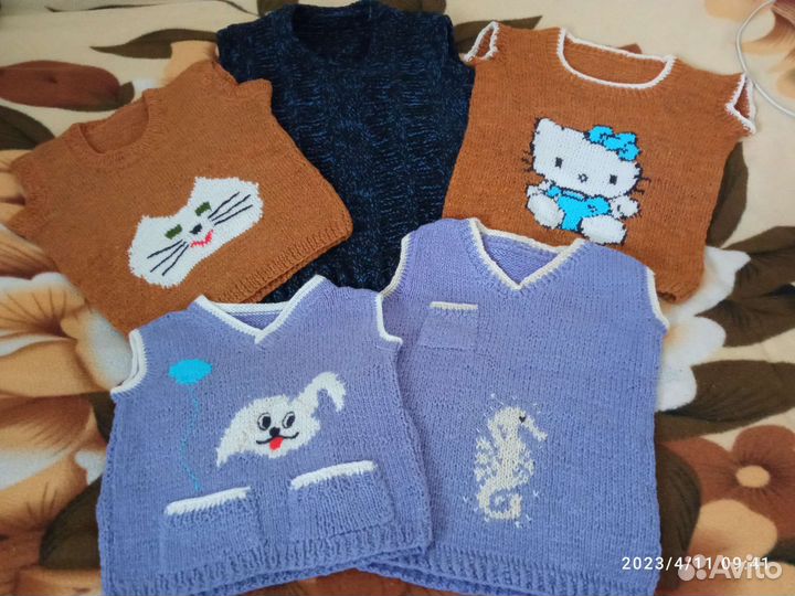 Жилеты детские, вязаные, для мальчиков и девочек