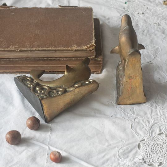 Букенды винтажные дельфины бронза