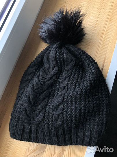 Шапка зимняя чёрная с флисом тёплая