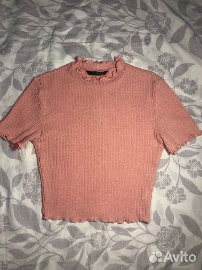 Топик женский розовый shein, с воротничком