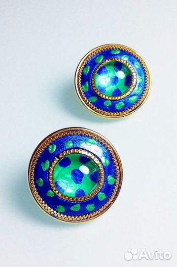 Винтажные клипсы Michal Golan с кабошонами 1980-е