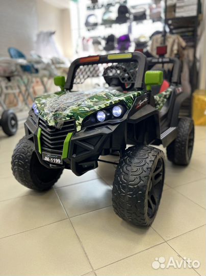 Электромобиль зелёный 4 wd