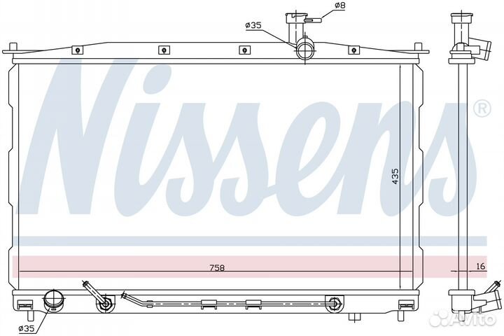 Радиатор охлаждения для Hyundai Santa Fe 2 2006-2012 515948