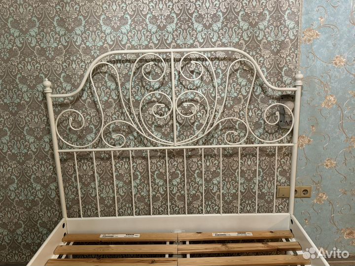 Кровать 140х200 IKEA leirvik металлическая белая