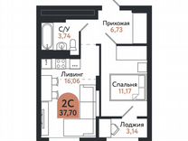 2-к. квартира, 37,7 м², 23/26 эт.