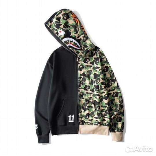 Худи Bape 11 Classic camo зеленое