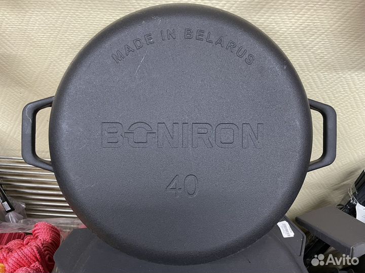 Сковорода чугунная жаровня boniron 400х100 мм