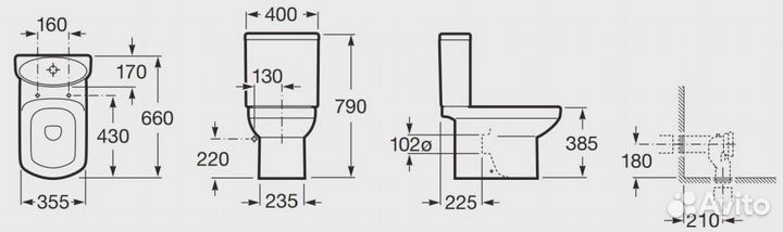 Чаша напольного унитаза Roca Dama Senso 342517000